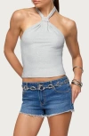 Edikted Katalya Glitter Halter Top In Silver