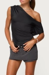 Edikted Katana Asymmetric Off Shoulder Top In Black