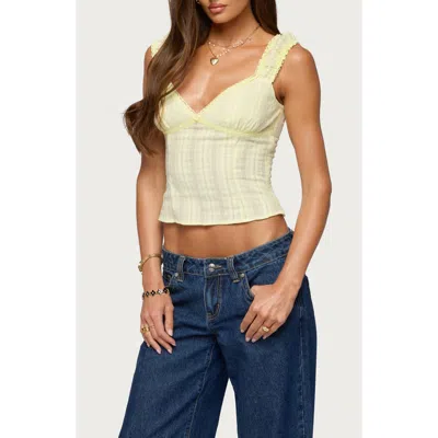 Edikted Katerine Lace Trim Tank In Yellow