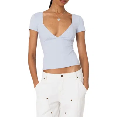 Edikted Katia V Neck Top In Light Blue
