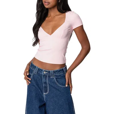 Edikted Katia V-neck Top In Pink
