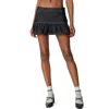 Edikted Katy Ruffle Denim Miniskirt In Indigo-blue-raw-wash