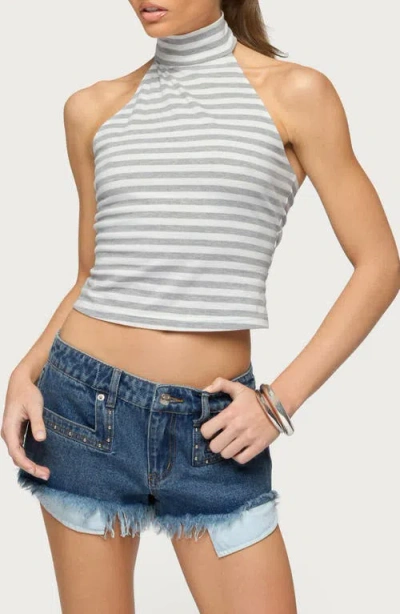 Edikted Kay Stripe High Neck Halter Top In Multi