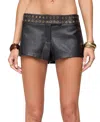 Edikted Kaylan Grommet Low Rise Faux Leather Shorts In Black