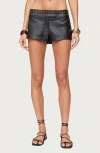 Edikted Kaylan Grommet Low Rise Faux Leather Shorts In Black