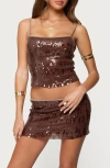 Edikted Kaylee Sequin Camisole In Brown