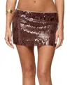 Edikted Kaylee Sequin Mini Skirt In Brown