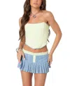 Edikted Kayleigh Pinstripe Lace-up Strapless Corset Top In Mix