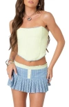 Edikted Kayleigh Pinstripe Lace-up Strapless Corset Top In Mix