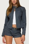 Edikted Kayra Woven Moto Jacket In Gray