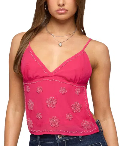 Edikted Kazi Beaded Open Back Camisole In Pink