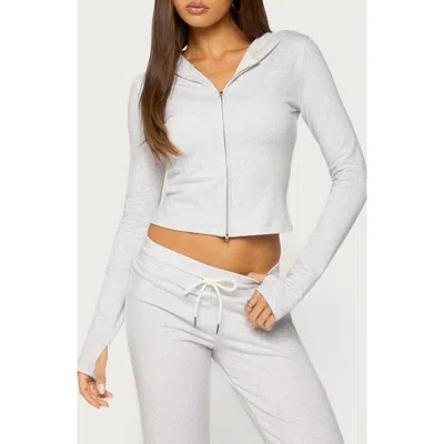 Edikted Keara Fitted Full Zip Hoodie In White