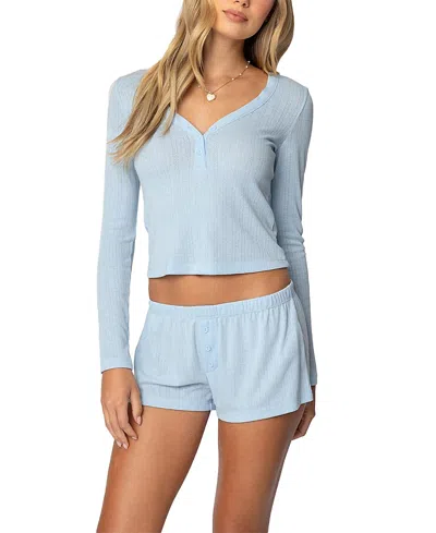 EDIKTED KEELY POINTELLE HENLEY TOP