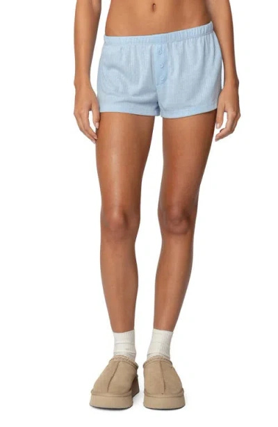 Edikted Keely Pointelle Shorts In Light-blue