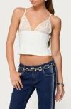 Edikted Keesha Lacey Boned Crop Camisole In White