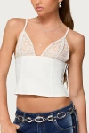 Edikted Keesha Lacey Boned Crop Camisole In White