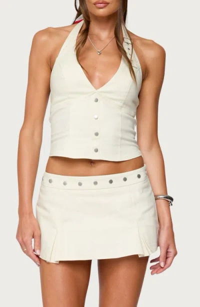 EDIKTED EDIKTED KELI BUCKLE HALTER CROP TOP