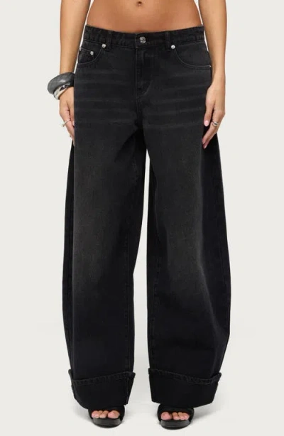 Edikted Kella Low Rise Baggy Jeans In Black
