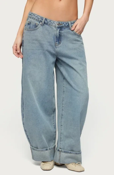 Edikted Kella Low Rise Baggy Wide Leg Jeans In Blue