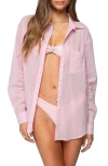 Edikted Kellen Oversized Cotton Button Up Shirt