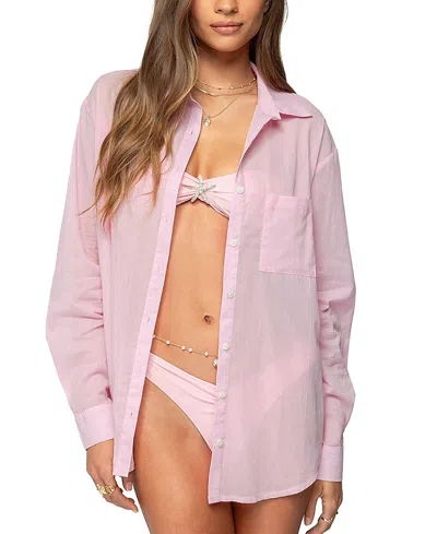 Edikted Kellen Oversized Cotton Button Up Shirt