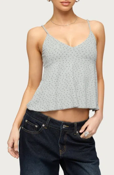 Edikted Kelli Floral Print Babydoll Camisole In Gray