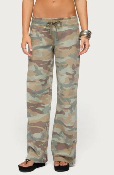 Edikted Kenan Straight Leg Camo Sweatpants In Gray