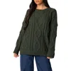 Edikted Kennedy Oversize Cable Stitch Sweater In Green