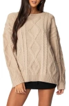 Edikted Kennedy Oversize Cable Stitch Sweater Tunic In Beige