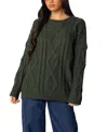 Edikted Kennedy Oversize Cable Stitch Sweater In Green