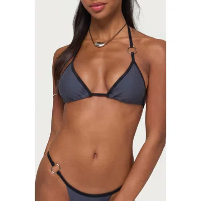 Edikted Kenni Ring Contrast Triangle Bikini Top In Blue