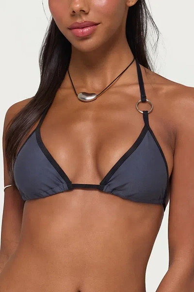 Edikted Kenni Ring Contrast Triangle Bikini Top In Gray, Women's At Urban Outfitters In Blue