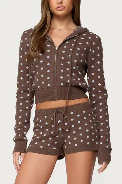 Edikted Kenny Polka Dot Knit Shorts In Brown, Women's At Urban Outfitters