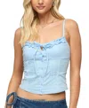 Edikted Kerah Ruffle Button-up Camisole In Blue
