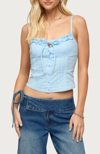 EDIKTED EDIKTED KERAH RUFFLE BUTTON-UP CAMISOLE