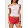 Edikted Keryn Striped Asymmetric Top In White