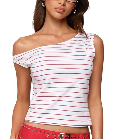 Edikted Keryn Striped Asymmetric Top In Multi