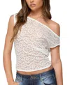 Edikted Kessa Sheer Lace Off Shoulder Top In White