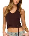 Edikted Kez Belted Knit Halter Top In Brown