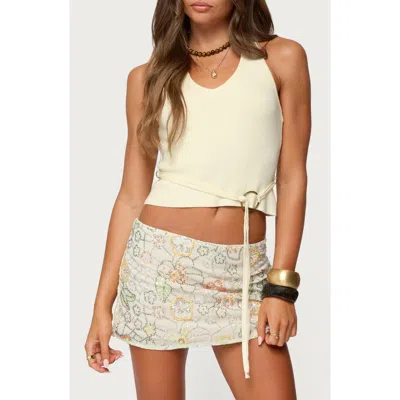 Edikted Kez Belted Knit Halter Top In Neutral