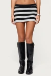 Edikted Kezia Striped Knit Mini Skort In Black, Women's At Urban Outfitters In Black