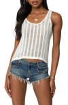 Edikted Keziah Ladder Stitch Sheer Tank In Cream