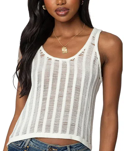 Edikted Keziah Sheer Ladder Knit Top In Cream