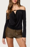 Edikted Kezya Drape Off The Shoulder Top In Black