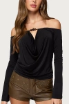 Edikted Kezya Drape Off The Shoulder Top In Black