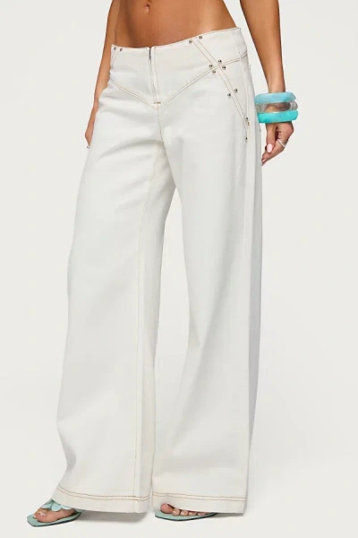Edikted Kianni Low Rise Wide Leg Jeans In White, Women's At Urban Outfitters