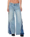 Edikted Kiarah Low Rise Bootcut Jeans In Blue Washed In Multi