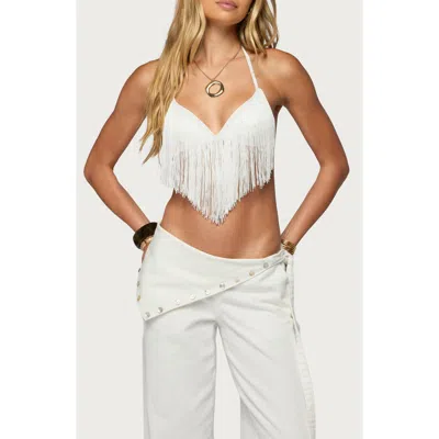Edikted Kienna Fringe Bra Top In White