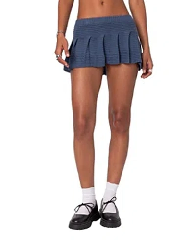 Edikted Kiera Pleated Knit Mini Skirt In Navy