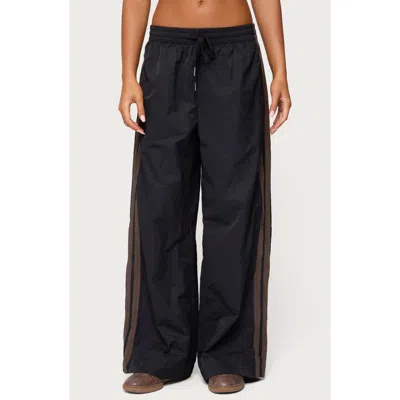 Edikted Kieran Stripe Nylon Track Pants In Black